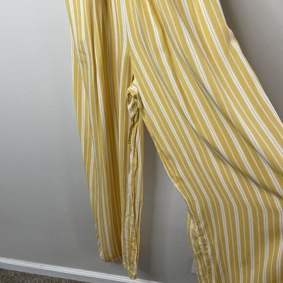 FOREVER 21 Womens Yellow Cream Striped Knotted Jumpsuit NEW Wide-Leg Sz Small S - Picture 7 of 12